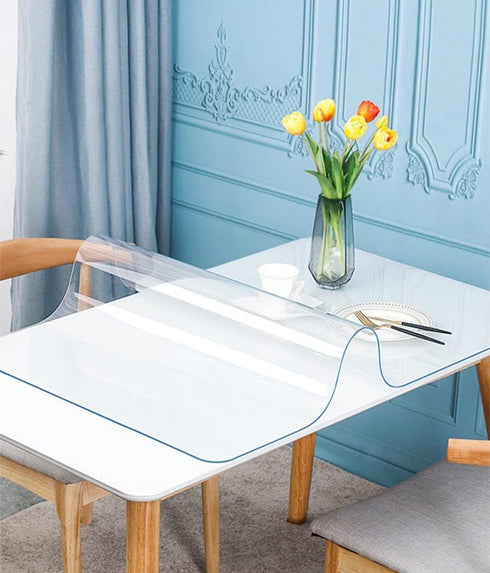 VeeCano 36X84 Inch Clear Plastic Table Protector PVC Vinyl Kitchen Dinner End Coffee Table Top Cover Cloth Wood