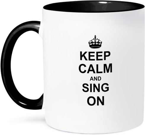 3dRose Keep Calm and Sing On Mug, 11 oz, Black