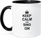 3dRose Keep Calm and Sing On Mug, 11 oz, Black