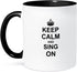 3dRose Keep Calm and Sing On Mug, 11 oz, Black