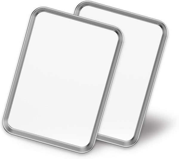 Baking Sheets 2 Pieces, Bastwe Stainless Steel Cookie Sheet, Rectangle Size 9 x 7 x 1 inch, Easy Clean