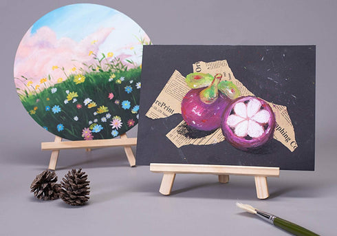 Small Tabletop Display Stand, 8 inch Wooden A-Frame Artist Easel for Canvas, Photo, Picture Sign