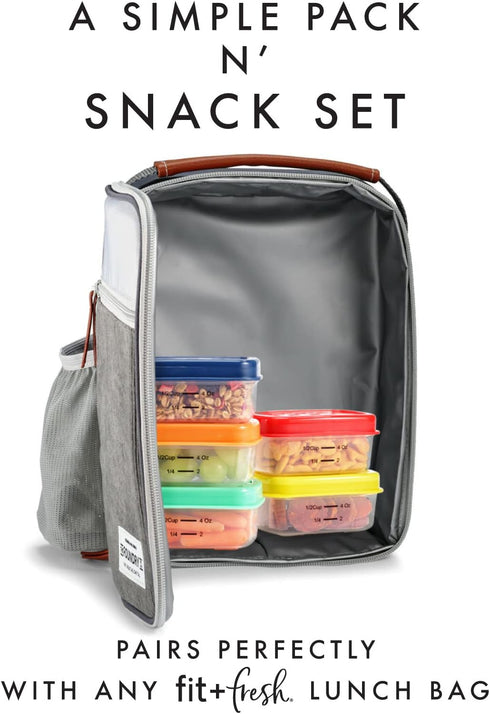 Fit & Fresh 1/2-Cup Snack Set, Reusable & Leakproof Condiment & Salad Dressing Containers, Perfect for Lunch Bag, 5PK,