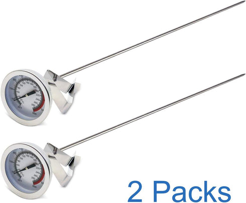 Efeng 15” Long Cooking Thermometer for Oil or Candy (2 Pack) with Pot Clip, Instant Read Dial