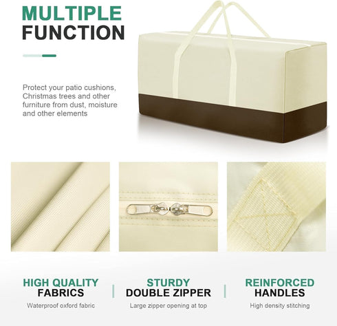 68 30 20 Inch, Extra Large Patio Outdoor Waterproof Cushion Storage Bag, Outdoor Cushion Furniture Storage Bag