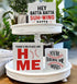 Baseball Decor for Home, Sports Themed Tiered Tray Decor, 3 Pcs Decorative Wood Box Signs