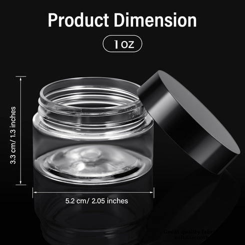 SATINIOR 6 Pack 1 oz Plastic Jars Containers with Lids, Wide Mouth Refillable Leakproof Round Empty Jars for Home