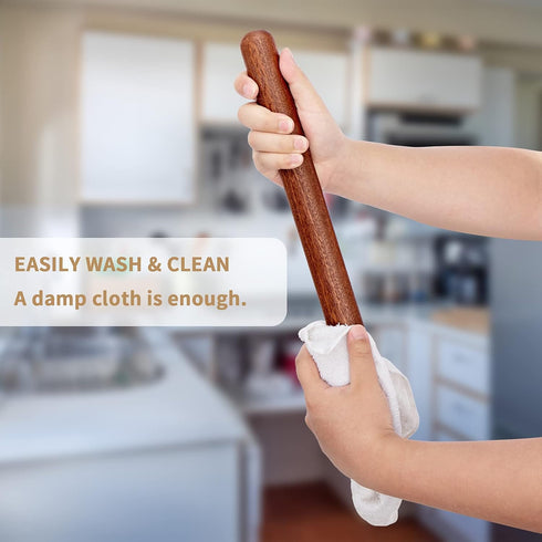 Aisoso French Rolling Pin, 17.7 Inches Wood Rolling Pin for Baking, Extra Long Thickened Dough Roller for Pastry