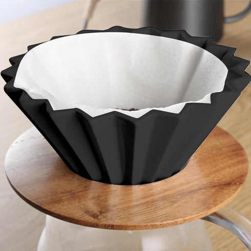 Origami Filter Cup,Ceramic Pour Over Coffee Maker, Non-Electric Pour Over Coffee Dripper, Easy Manual Brew Maker, Single Cups Porcelain for Home, Cafe, Camping, Coffee Gifts (White) by Goodening
