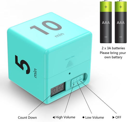 Cube Timer, Pretmess Gravity Flip Kitchen Timer for Time Management and Countdown (Mint)