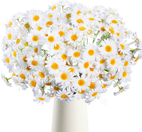 AmyHomie Artificial Flowers, Silk Daisy, White Artificial Gerber Daisy for Home and Wedding Decoration