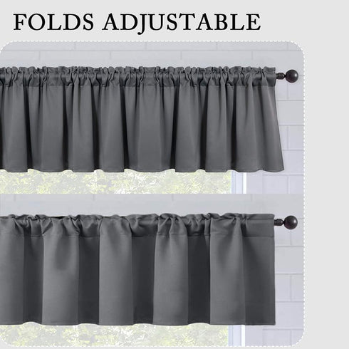 MIULEE Blackout Valance Rod Pocket Thermal Insulated Window Treatment Tiers, 42 x 18 Inches, Grey