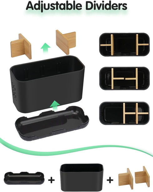 Black Bamboo Toothbrush Holder, Electric Kids Toothpaste Organizer with Drainage for Bathroom Countertop Storage