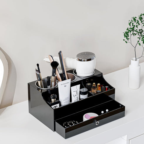 Hair Tool Organizer, Acrylic Blow Dryer Holder Stand for Straightener and Curling Storage, Bathroom Vanity Countertop