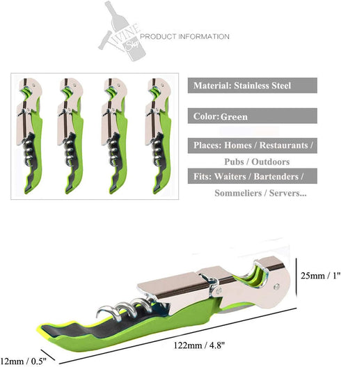 Professional Waiter Corkscrew Wine Openers Set (4 PCS),Upgraded With Heavy Duty Stainless Steel Hinges Wine Key for Restaurant Waiters, Sommelier, Bartenders by Kit-Home