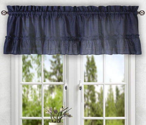 Ellis Curtain Stacey Sheer Balloon Valance, 60" x 15", Navy