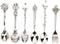 Fdit 6Pcs Vintage Carved Coffee Spoon Set, Retro Zinc Alloy Dessert Cutlery for Kitchen (Silver)