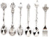 Fdit 6Pcs Vintage Carved Coffee Spoon Set, Retro Zinc Alloy Dessert Cutlery for Kitchen (Silver)