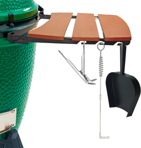 Set BBQ Ash Removal Tool for Big Green Egg Accessories, Kamado Grill Cleaning Tools Include Ash Rake and Ash Pan
