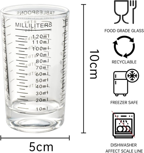 BCnmviku 4 Ounce/120ML Heavy Espresso Measuring Cup Shot Glass, Black Line (1, Red)