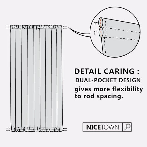 NICETOWN Grey French Door Curtains - Thermal Insulated Blackout Panel for Privacy, W54 x L72-Inch