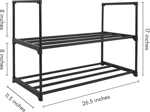 17x26.5 2 Closets, Americanflat Shoe Organizer - Tier Shoe Rack Storage Shelf with Sturdy Steel Frame - Ideal