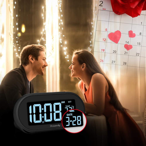 DreamSky Alarm Clocks for Bedrooms - Auto Set Digital Desk Clock with Dimmable Brightness, USB Port, Snooze