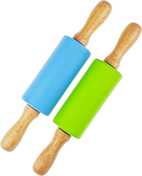 Miokun 4 Pack (9 Inch) Small Rolling Pin for Kids, Kids Rolling Pin for Home Kitchen