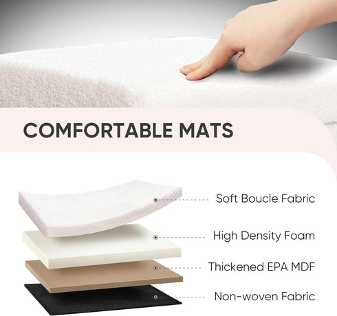 White,12.6"x12.6"x12.6" PINPLUS Storage Ottoman Cube Square Shaped Ottomans with Storage Foot Stool Footrest for Lving