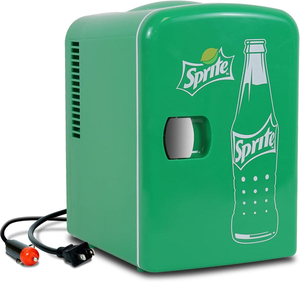 Sprite 4L Mini Fridge, 6 Can Portable Cooler Warmer, Personal Travel Refrigerator for Office, Skincare