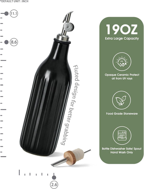 19 oz FE FUN ELEMENTS Olive Oil Dispenser Bottle, Oil Dispenser for Kitchen and Vinegar Dispenser Bottle, Suitable