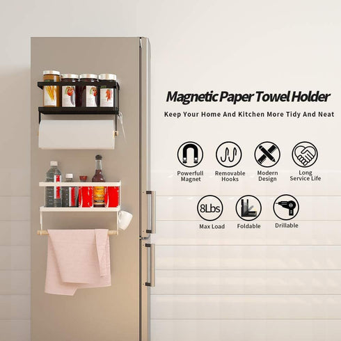 Magnetic Paper Towel Holder for Refrigerator, Magnetic Spice Rack,Magnetic Shelf for Stove,Wall Mount Towel Rack