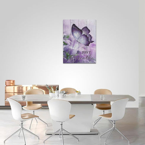 Farmhouse Butterfly Wall Art, Purple Bathroom Decor, Canvas Prints for Bedroom Living Room 12"x16"