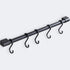 MIAOHUI Kitchen Rail with Hooks - Pot Hangers for Wall Mount, Utensil Rack with Removable S Hook, Aluminum, Black