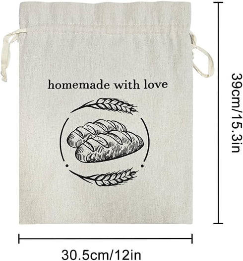 NEW NOAM 2 Pack 15x12 Inch Linen Reusable Bread Bags for Homemade Bread & Sourdough - Breads Bags - - Perfect