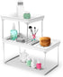 Madesmart Small Stackable Storage Shelf, Plastic Collapsible Cabinet Shelf for Home Organization, White, 9.38 x 7.63 x