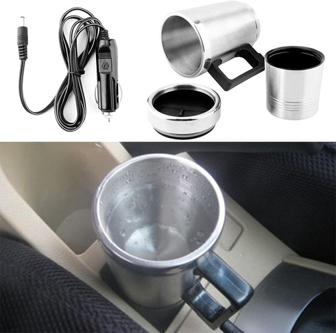 Car Electric Kettle, 12V 60W 350ml Stainless Steel, Portable Water Boiler for Tea, Coffee, Hot Tea