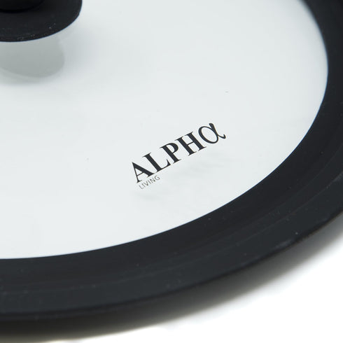 Alpha Living Universal Silicone Cookware Pots and Pans - Vented Tempered Glass-Graduated Lid, Fits 9.5", 10", 11"