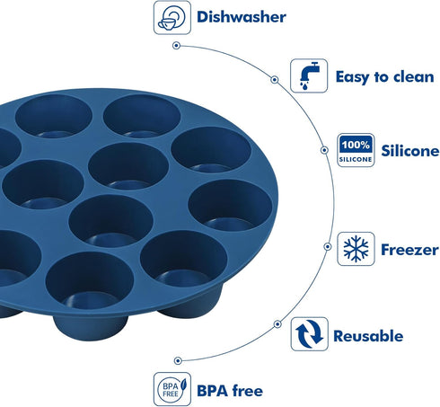 Webake Silicone Air Fryer Muffin Pan, Nonstick 1.8 Inch Mini Muffin Tin, Set of 2, 12-Cavity