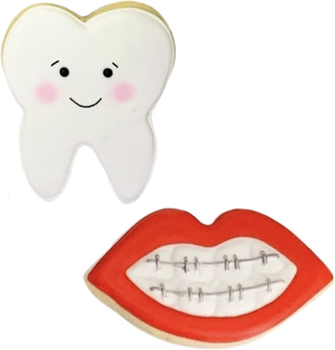 Ann Clark Sweet Smile/Dentist Cookie Cutters 2-Pc. Set Made in the USA - Mouth and Tooth
