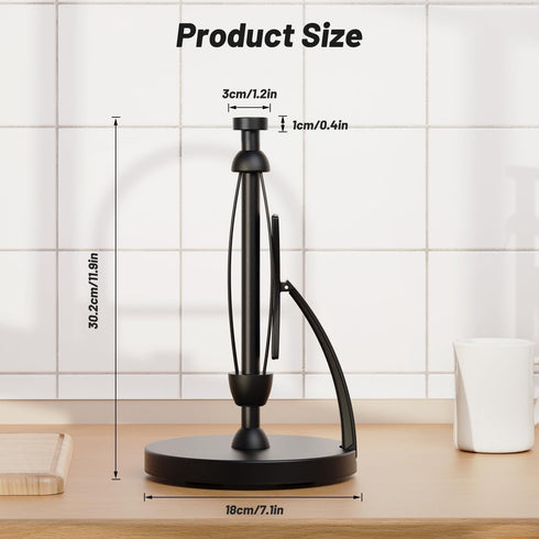 Countertop, VEHHE Paper Towel Holder Black Paper Towel Holder with Spring Activated Arm and Damping Effect, Simply Tear