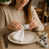 Creative Home Set of 4 Natural Off-White Marble Napkin Rings for Party Decoration, 1.8" Diam. x 1.2" H