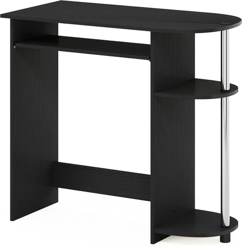 Furinno Simplistic Computer Desk with Keyboard Tray, Easy Assembly, Americano/Stainless Steel