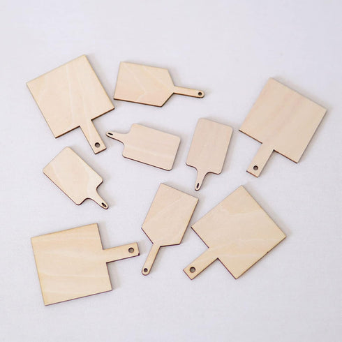 30 Pcs Mini Wooden Cutting Board with Handle, Unfinished Wood Blank Paddle Chopping Board for Kitchen DIY Decor