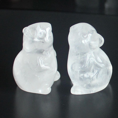 Hand Carved Mixed Gemstone Crystal Mouse Figurine, 1.5'' Rat Mice Animal Carving Statue for Office Home Decor (White
