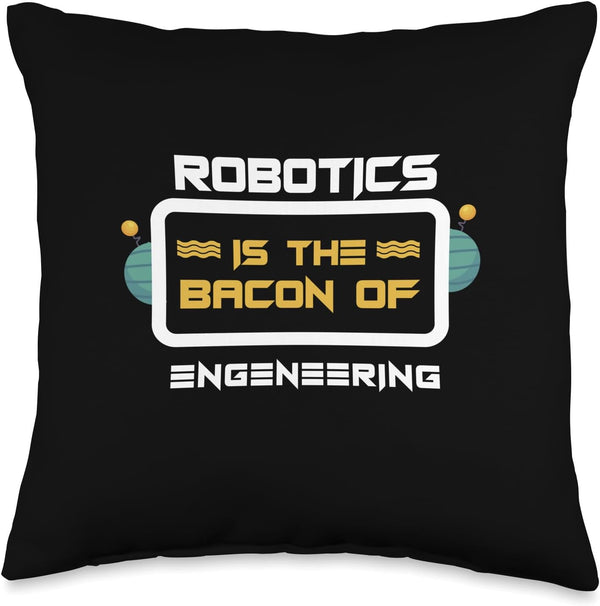 Bacon of Engineering Throw Pillow, 16x16, Multicolor - Robotics