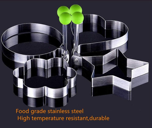 Fried Egg Mold Ring Set of 10, Stainless Steel Non-Stick Egg Shaper for Cooking Breakfast