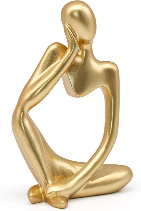 inheming Gold Thinker Statue Decor, Modern Abstract Art Sculpture, Thinker Figurines Collectible Accents