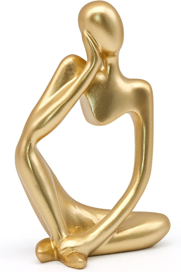 inheming Gold Thinker Statue Decor, Modern Abstract Art Sculpture, Thinker Figurines Collectible Accents