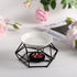 SXCHEN Essential Oil Burner - Ceramic Tealight Wax Candle Burner, Black Metal Aroma Diffuser (Set of 1)